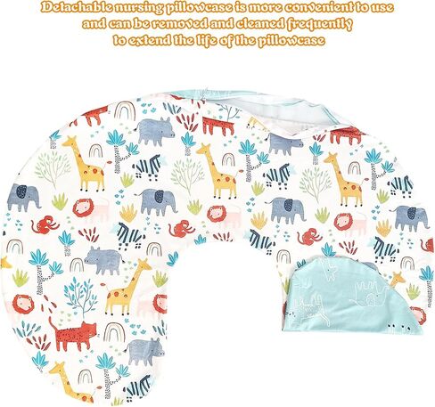 Winmany Baby Nursing Pillow Cover Infant Removable Breastfeeding Pillowcase Cute Pattern Newborn Nursing Slipcovers Neuter Cushion Cover for Girls Boys (Cute Animals) in Saudi Arabia
