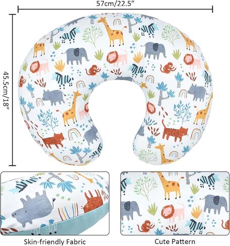 Winmany Baby Nursing Pillow Cover Infant Removable Breastfeeding Pillowcase Cute Pattern Newborn Nursing Slipcovers Neuter Cushion Cover for Girls Boys (Cute Animals) in Saudi Arabia