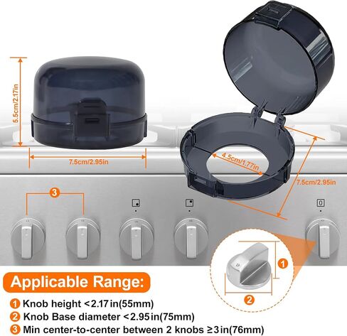 Childproof Stove Knob Safety Covers: (5 Pack +10 Sets of Adhesive) Upgraded Double-Key Design Gas Stove Knob Locks, Oven Knob Covers for Kids/Pets, Universal Fit, Easy to Install (White) in Saudi Arabia
