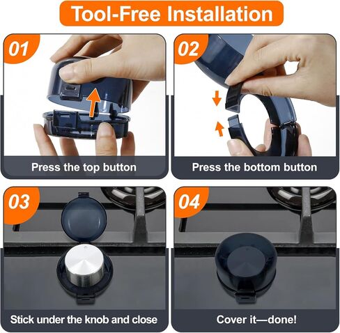 Childproof Stove Knob Safety Covers: (5 Pack +10 Sets of Adhesive) Upgraded Double-Key Design Gas Stove Knob Locks, Oven Knob Covers for Kids/Pets, Universal Fit, Easy to Install (White) in Saudi Arabia