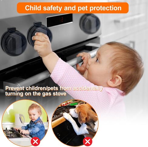 Childproof Stove Knob Safety Covers: (5 Pack +10 Sets of Adhesive) Upgraded Double-Key Design Gas Stove Knob Locks, Oven Knob Covers for Kids/Pets, Universal Fit, Easy to Install (White) in Saudi Arabia