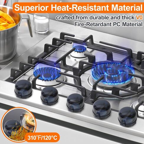 Childproof Stove Knob Safety Covers: (5 Pack +10 Sets of Adhesive) Upgraded Double-Key Design Gas Stove Knob Locks, Oven Knob Covers for Kids/Pets, Universal Fit, Easy to Install (White) in Saudi Arabia