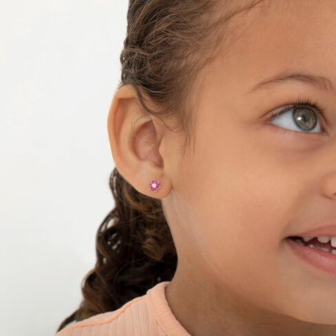 Gold Plated Cubic Zirconia Flower Safety Screw Back Earrings for Babies and Toddlers 5mm - Delicate and Sparkling Flower Earrings for Little Girls - Lovely Floral Studs in Saudi Arabia