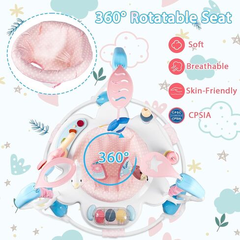 Baby Activity Center, Infant Jumpers and Bouncers with Music, Lights, Infant Toys, 360°Rotating Seat, 3 Adjustable Heights, Baby Play and Learning Center for 6+ Months in Saudi Arabia