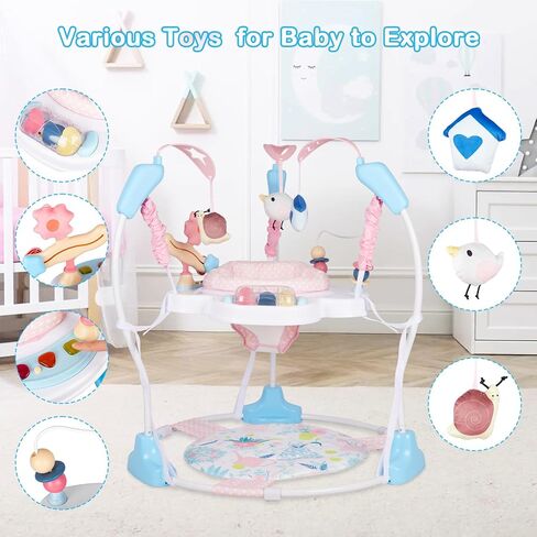 Baby Activity Center, Infant Jumpers and Bouncers with Music, Lights, Infant Toys, 360°Rotating Seat, 3 Adjustable Heights, Baby Play and Learning Center for 6+ Months in Saudi Arabia