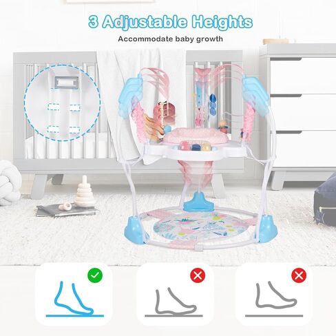 Baby Activity Center, Infant Jumpers and Bouncers with Music, Lights, Infant Toys, 360°Rotating Seat, 3 Adjustable Heights, Baby Play and Learning Center for 6+ Months in Saudi Arabia