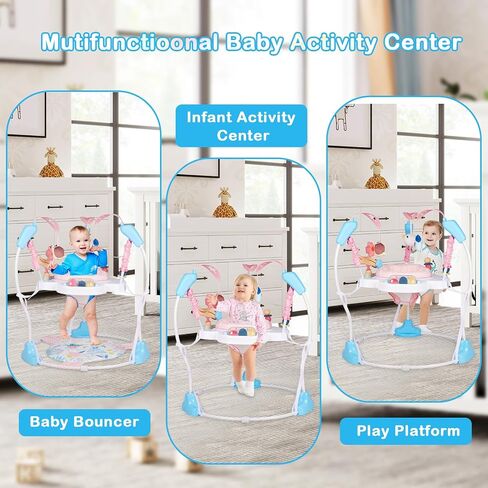 Baby Activity Center, Infant Jumpers and Bouncers with Music, Lights, Infant Toys, 360°Rotating Seat, 3 Adjustable Heights, Baby Play and Learning Center for 6+ Months in Saudi Arabia