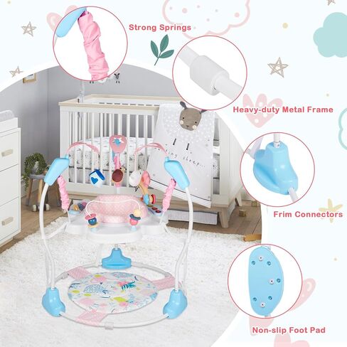 Baby Activity Center, Infant Jumpers and Bouncers with Music, Lights, Infant Toys, 360°Rotating Seat, 3 Adjustable Heights, Baby Play and Learning Center for 6+ Months in Saudi Arabia