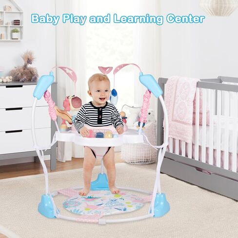 Baby Activity Center, Infant Jumpers and Bouncers with Music, Lights, Infant Toys, 360°Rotating Seat, 3 Adjustable Heights, Baby Play and Learning Center for 6+ Months in Saudi Arabia