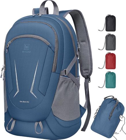 MIYCOO Lightweight Packable Backpack for Travel, 45L Hiking Backpack, Daypack for Men and Women, Waterproof Foldable Backpack Large Hiking Bag Grey in Saudi Arabia