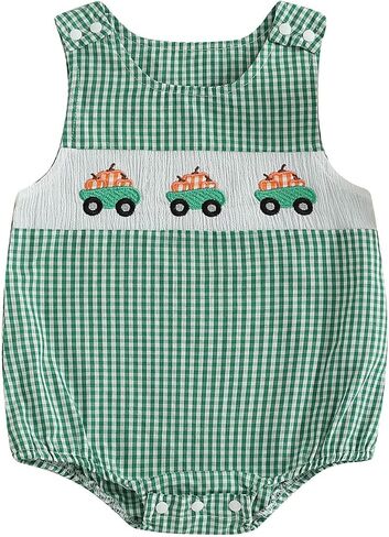 Twopumpkin 4th Fourth Of July Baby Boy Outfit Newborn American Flag Onesie USA Bubble Romper Overalls Smocked Outfits in Kuwait