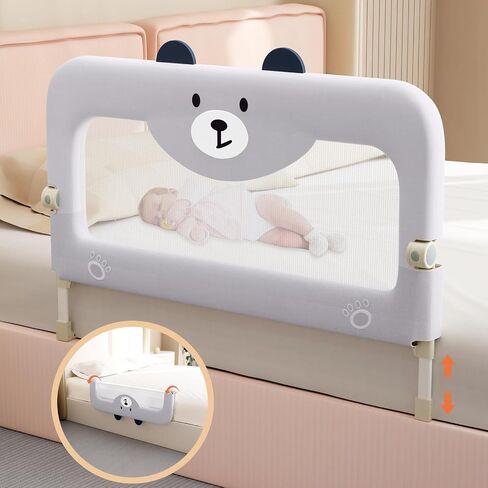 omzer Bed Guard Rail for Toddlers - 32'' Swing Down & Height Adjustable Bed Rail for Toddlers Baby Bed Rail Guard for Twin, Queen, King, Full Size Bed in Kuwait