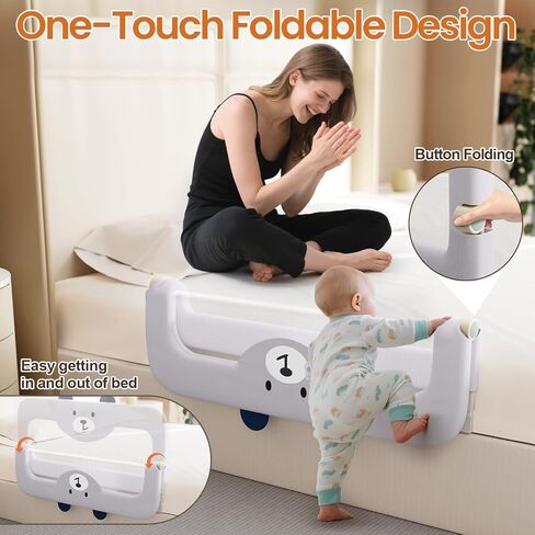 omzer Bed Guard Rail for Toddlers - 32'' Swing Down & Height Adjustable Bed Rail for Toddlers Baby Bed Rail Guard for Twin, Queen, King, Full Size Bed in Kuwait