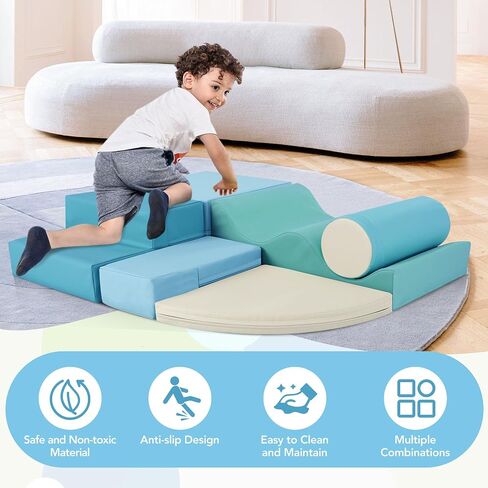 Merax Climbing Toys for Toddlers, Soft Climb and Crawl Playset Indoor Baby Soft Foam Blocks for Climbing, Crawling, 6-Piece in Saudi Arabia
