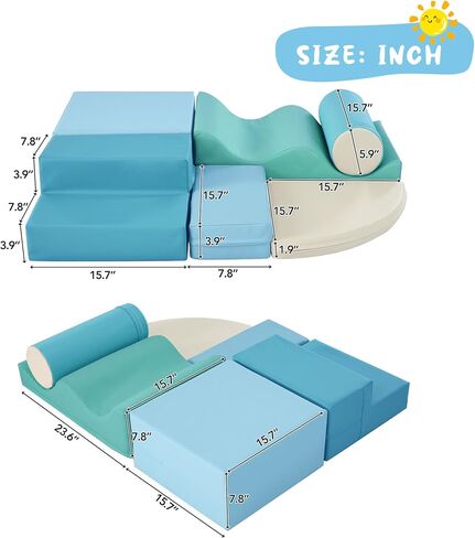 Merax Climbing Toys for Toddlers, Soft Climb and Crawl Playset Indoor Baby Soft Foam Blocks for Climbing, Crawling, 6-Piece in Saudi Arabia