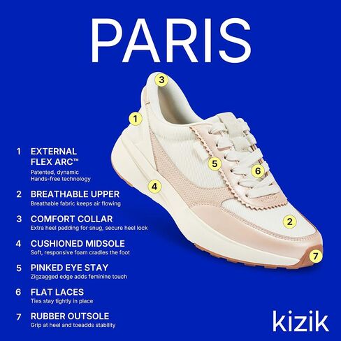 Kizik Womens Shoes: Paris - Comfortable, Breathable, Casual Slip On Sneakers, Full Grain Tumbled Leather, Hands Free Convenience for Walking & Running in Saudi Arabia
