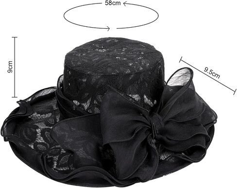 Women’s Lace Organza Bow Hat Wide Brim Fascinator Bucket Hat Cocktail Tea Party Bridal Wedding Church Hat in Saudi Arabia