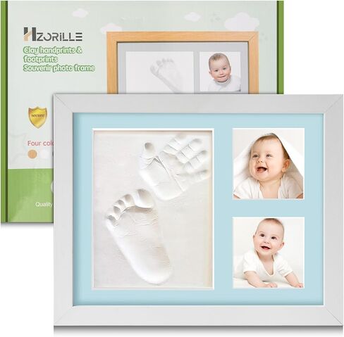Baby Hand and Footprint Kit,Footprint Kit for Boy or Girl,Keepsake Handprint Kit Newborn Nursery Picture Frame Timeless Gifts for Baby Shower and Registry (white) in Kuwait