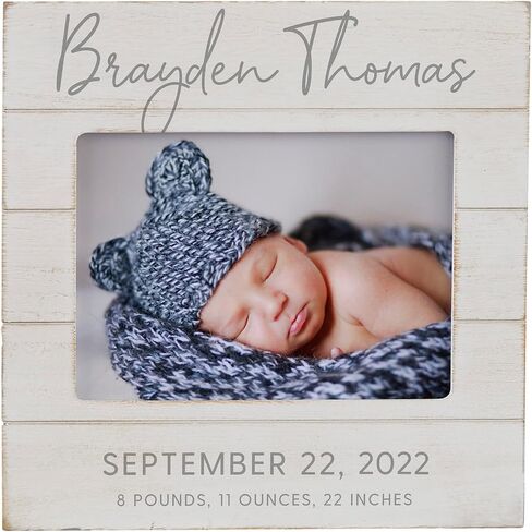 Personalization Universe Personalized Simple and Sweet Baby Shiplap Frame 4x6 Horizontal Picture Frame - Rustic Whitewashed Wood Photo Frame for Newborn, Boy or Girl, Newborn & Family Pictures, in Saudi Arabia