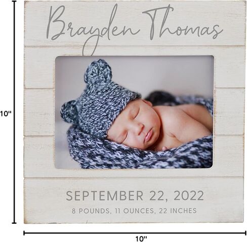 Personalization Universe Personalized Simple and Sweet Baby Shiplap Frame 4x6 Horizontal Picture Frame - Rustic Whitewashed Wood Photo Frame for Newborn, Boy or Girl, Newborn & Family Pictures, in Saudi Arabia