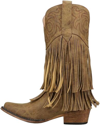 ROPER Womens Rickrack Snip Toe Casual Boots Mid Calf Low Heel 1-2" - Brown in Saudi Arabia