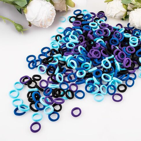 400 PCS Baby Hair Ties – No Damage Elastic Ponytail Holders, Soft Seamless Multicolor Hair Bands for Toddlers and Girls, Baby Hair Accessories (Mixed blue) in Saudi Arabia