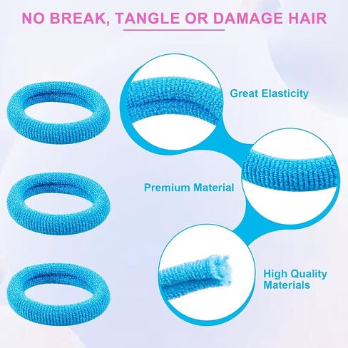 400 PCS Baby Hair Ties – No Damage Elastic Ponytail Holders, Soft Seamless Multicolor Hair Bands for Toddlers and Girls, Baby Hair Accessories (Mixed blue) in Saudi Arabia