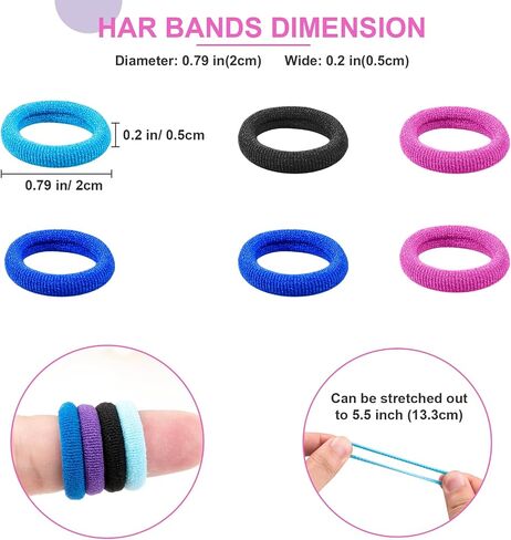 400 PCS Baby Hair Ties – No Damage Elastic Ponytail Holders, Soft Seamless Multicolor Hair Bands for Toddlers and Girls, Baby Hair Accessories (Mixed blue) in Saudi Arabia