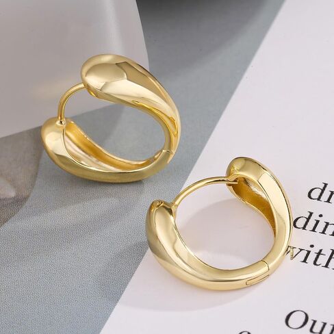 ToHeart 14k Gold Plated Huggie Hoop Earrings for Womens Lightweight Hypoallergenic Cubic Zirconia Earrings, Silver, No Gemstone in Kuwait