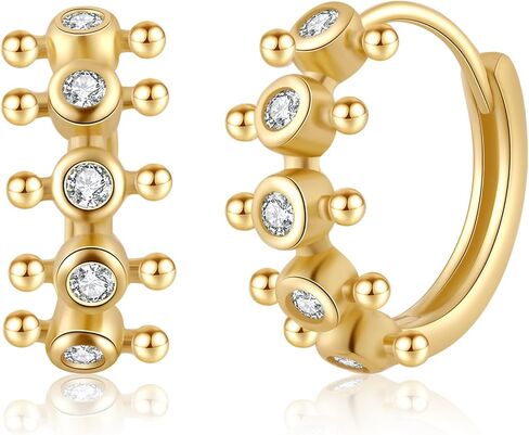 ToHeart 14k Gold Plated Huggie Hoop Earrings for Womens Lightweight Hypoallergenic Cubic Zirconia Earrings, Silver, No Gemstone in Kuwait