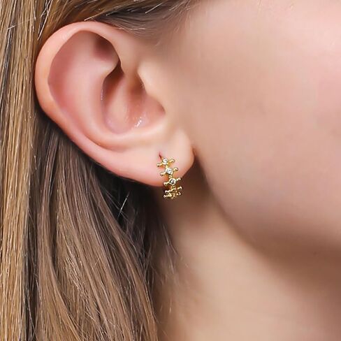 ToHeart 14k Gold Plated Huggie Hoop Earrings for Womens Lightweight Hypoallergenic Cubic Zirconia Earrings, Silver, No Gemstone in Kuwait