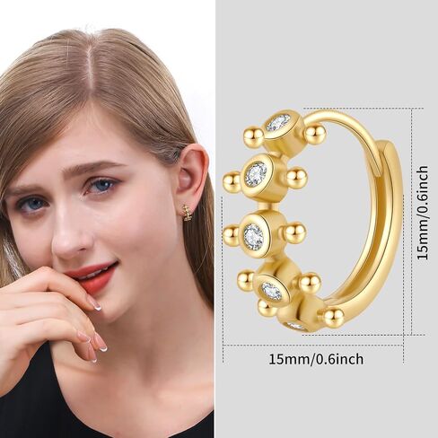 ToHeart 14k Gold Plated Huggie Hoop Earrings for Womens Lightweight Hypoallergenic Cubic Zirconia Earrings, Silver, No Gemstone in Kuwait