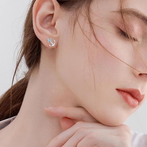 اقراط مرساة من الفضة الاسترلينية عيار 925 بتصميم مرساة بحار بحري بحري للنساء هدايا للاصدقاء المقربين، فضي, فضة, فضي in Saudi Arabia