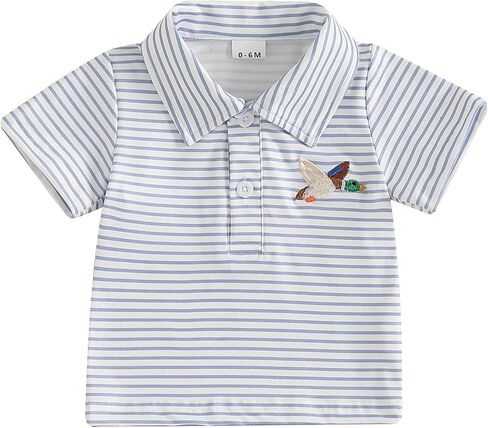 Toddler Baby Girl Boy Short Sleeve Golf Club Embroidery Polo Shirt Lapel Button Striped Shirts Summer Clothes in Saudi Arabia
