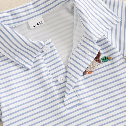 Toddler Baby Girl Boy Short Sleeve Golf Club Embroidery Polo Shirt Lapel Button Striped Shirts Summer Clothes in Saudi Arabia