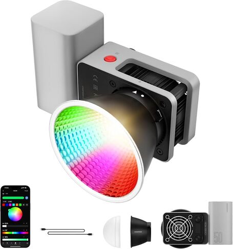 ZHIYUN CINEPEER CX50, 50W RGB Video Light, Full Color 2700K-6500K Portable Camera Light, TLCI/CRI96+, APP Control with Grip Battery, 18 Creative Effects for Video Recording/Portrait Shooting in Saudi Arabia