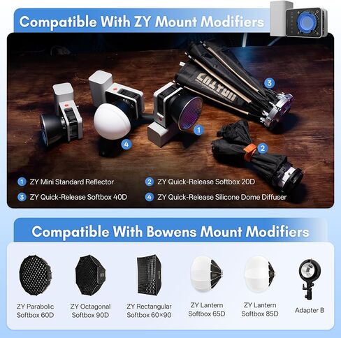 ZHIYUN CINEPEER CX50, 50W RGB Video Light, Full Color 2700K-6500K Portable Camera Light, TLCI/CRI96+, APP Control with Grip Battery, 18 Creative Effects for Video Recording/Portrait Shooting in Saudi Arabia