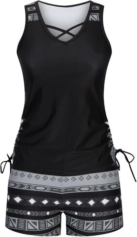 maisdgop Tankini Swimsuits for Women Oversized Two Piece Bathing Suits Striped Modest Swimwear Swim Tank Top with Boyshorts in Saudi Arabia
