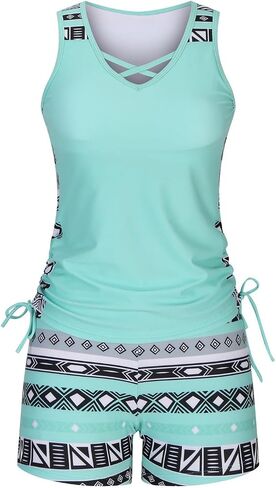 maisdgop Tankini Swimsuits for Women Oversized Two Piece Bathing Suits Striped Modest Swimwear Swim Tank Top with Boyshorts in Saudi Arabia