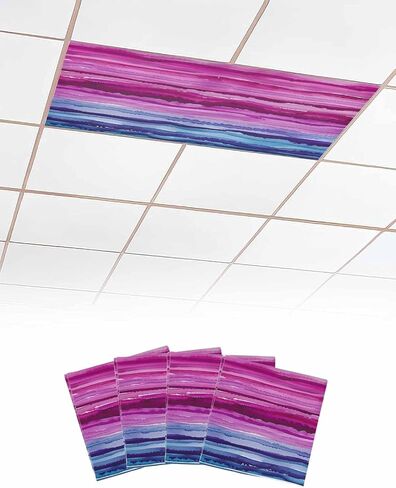 Fluorescent Light Covers for Drop Ceiling Blue Purple Gradient Stripe Magnetic Light Filters, Abstract Geometric Art Ceiling Shade Filters for Home Classroom Office,2x4 ft,4Packs in Saudi Arabia
