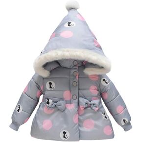Toddler Baby Boy Girl Winter Coats Down Jacket Thick Warm Snowsuit Hoodie Furry Trim Puffer Coat Outwear Clothes