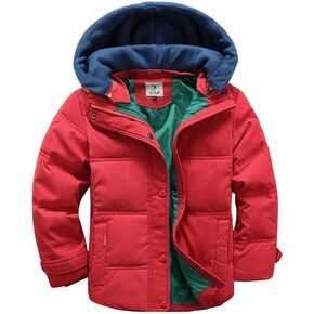 Kids Boys Heavyweight Puffer Padded Jacket with Removable Hood Toddler Outerwear Winter Baby Boy's Youth Jackets