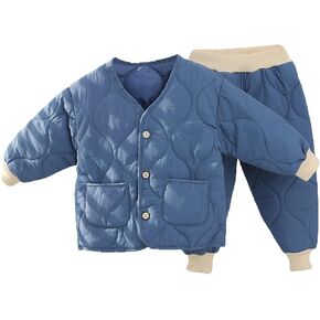 Toddler Girl Boy Padded Jacket with Padded Pants Padded Padded Jacket with Down Padded Jacket Warm Two
