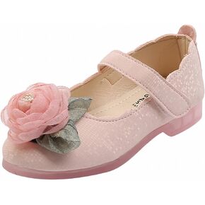 Girls Flower Mary Jane Dress Shoes Ballet Princess Flats for Party Wedding Kids Closed Toe Soft Rubber Sole Sandals