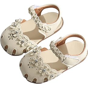 2025 Toddler Baby Girls Closed Toe Flat Sandals Cute Soft Sole Slippers with Ankle Strap Summer Beach Vacation Shoes