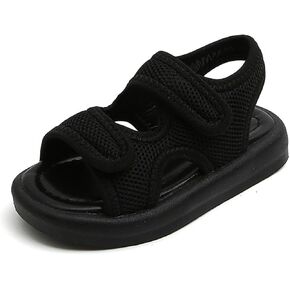 Girls Flatform Sandals Toddler Open Toe Two Adjustable Strapped Non-slip Sandals with Hook & Loop Kids Summer Shoes