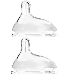 Baby Bottle Nipple, Off- Centered Nipples,100% Silicone,Replacement Baby Bottle Nipple for Babies, Newborn,Preemie 0-3 0-6 6-12 12+ Months 2 Pack(＋(12+ Month))