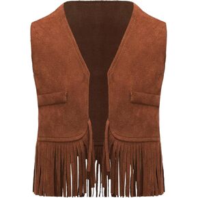 Baby Boys Western Cowboy Cosplay Dress Up Suede Fringe Tassels Vest Open Front Waistcoat in Saudi Arabia