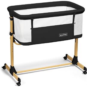3 in 1 Baby Bassinet with Wheels, Portable Bedside Sleeper for Baby with 6 Adjustable Heights and Foam Mattress, Baby Bedside Crib for Newborns and Infants with Storage Basket
