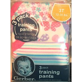 Gerber Baby Toddler Girl Cotton Training Pants, 3T, 3-Pack